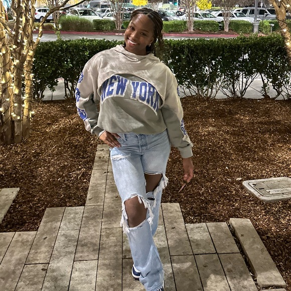 Cut off, color block hoodie - Picture 1 of 2